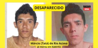 Tatá, morador de Rio Acima, que já viveu em Itabirito, está desaparecido; família pede ajuda Tatá, morador de Rio Acima, que já viveu em Itabirito, está desaparecido; família pede ajuda