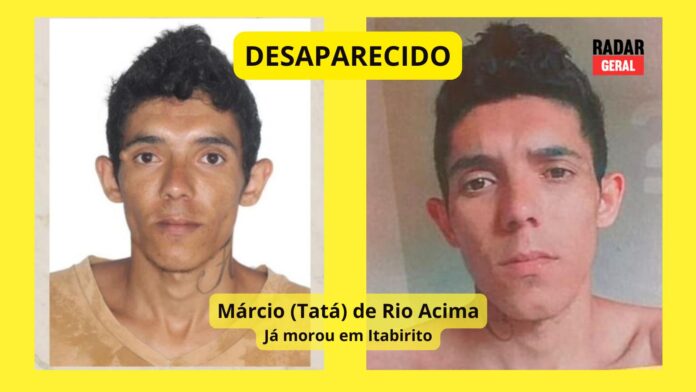 Tatá, morador de Rio Acima, que já viveu em Itabirito, está desaparecido; família pede ajuda