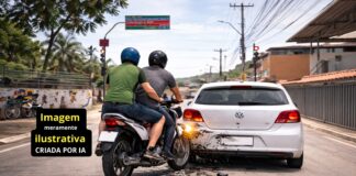 Itabirito: em moto com 2 irmãos, condutor bate na traseira de carro, e garupa fica com corte na perna Itabirito: em moto com 2 irmãos, condutor bate na traseira de carro, e garupa é socorrido com corte na perna