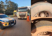 Itabirito: PMRv para 50 carretas na BR-356 e flagra pneus carecas e falhas no ABS Itabirito: PMRv para 50 carretas na BR-356 e flagra pneus carecas e falhas no ABS