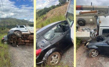 Itabirito: caminhão em morro só não atinge casas porque acertou carro; Patrulha Rural da GCM acionada Itabirito: caminhão em morro só não atinge casas porque acertou carro; Patrulha Rural da GCM acionada