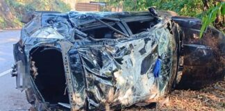 Carro que capotou na BR-356, Serra da Santa, Itabirito: inabilitado nega bafômetro e é conduzido pela PMRv Carro que capotou na BR-356, Serra da Santa, Itabirito: inabilitado nega bafômetro e é conduzido pela PMRv