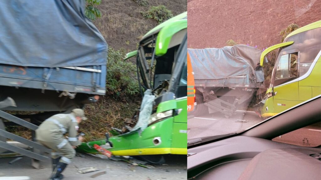 BR-356: carreta e ônibus da Pássaro Verde se chocam na Serra da Santa, Itabirito; feridos na UPA  