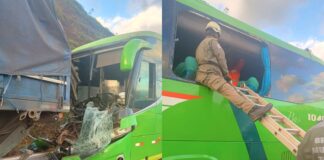 BR-356: carreta e ônibus da Pássaro Verde se chocam na Serra da Santa, Itabirito; feridos na UPA BR-356: carreta e ônibus da Pássaro Verde se chocam na Serra da Santa, Itabirito; feridos na UPA