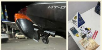 Em moto com placa levantada, homem tenta fugir da Romu de Itabirito, mas é pego com antirradar e drogas Em moto com placa levantada, homem tenta fugir da Romu de Itabirito, mas é pego com antirradar e drogas