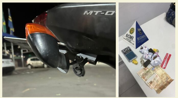 Em moto com placa levantada, homem tenta fugir da Romu de Itabirito, mas é pego com antirradar e drogas Em moto com placa levantada, homem tenta fugir da Romu de Itabirito, mas é pego com antirradar e drogas