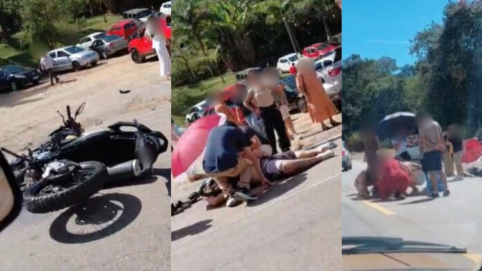 BR-356, Ouro Preto, perto do 100 Miséria: choque entre moto e picape deixa 2 com suspeita de fraturas
