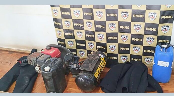 Itabirito: Patrulha Rural flagra garimpo ilegal de ouro no Calado; PMs prendem 1, entregue à Polícia Federal Itabirito: Patrulha Rural flagra garimpo ilegal de ouro no Calado; PMs prendem 1, entregue à Polícia Federal
