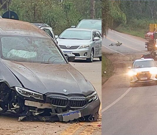 BR-356: após ultrapassagem, BMW se choca contra traseira de picape perto do Alphaville BR-356: após ultrapassagem, BMW se choque contra traseira de picape perto do Alphaville