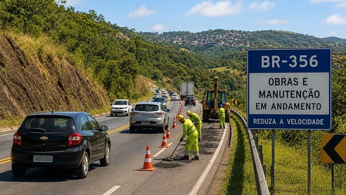 BR-356 terá obras em Itabirito e Nova Lima; motoristas devem ficar atentos ao 
