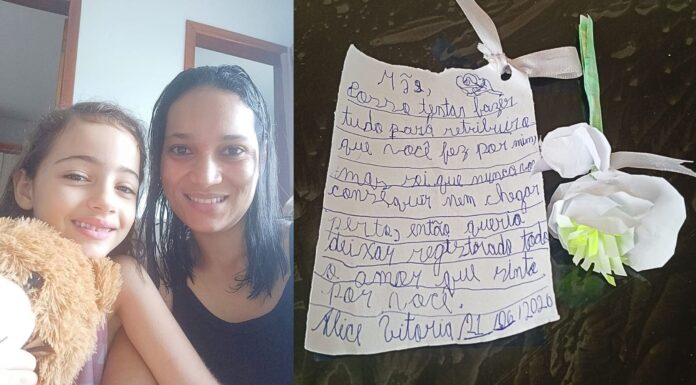 Itabirito: menina de 7 anos escreve carta para agradecer à mãe e emociona família Itabirito: menina de 7 anos escreve carta para agradecer à mãe e emociona família