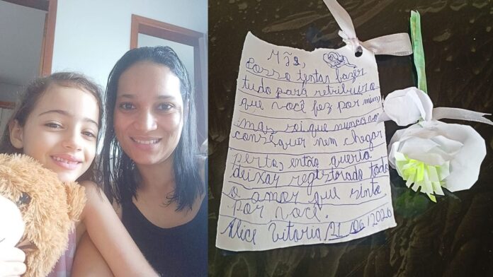 Itabirito: menina de 7 anos escreve carta para agradecer à mãe e emociona família