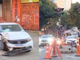 Motorista de aplicativo com sinais de embriaguez capota carro após atingir semáforo em BH; VÍDEO Motorista de aplicativo com sinais de embriaguez capota carro após atingir semáforo em BH