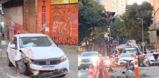 Motorista de aplicativo com sinais de embriaguez capota carro após atingir semáforo em BH; VÍDEO Motorista de aplicativo com sinais de embriaguez capota carro após atingir semáforo em BH