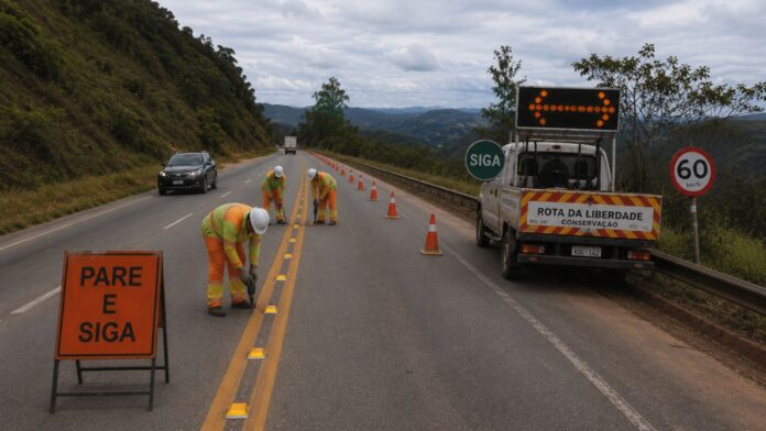 Motoristas devem redobrar a atenção durante obras na Serra da Santa. Foto Ilustrativa feita pelo Radar Geral com Inteligência Artificial Motoristas devem redobrar a atenção durante obras na Serra da Santa. Foto Ilustrativa feita pelo Radar Geral com Inteligência Artificial