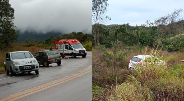 BR-356, Ouro Preto: acidente entre 3 veículos mobiliza Samu e bombeiros; veículo chega a sair da pista BR-356: acidente entre 3 carros mobiliza Samu e bombeiros; 1 dos veículos chegou a sair da pista