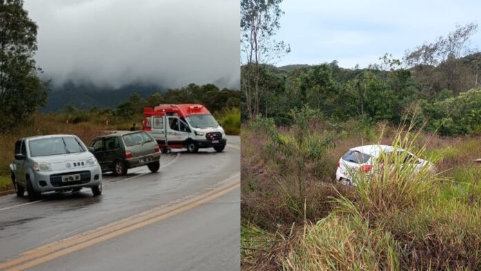 BR-356, Ouro Preto: acidente entre 3 carros mobiliza Samu e bombeiros; 1 dos veículos chega a sair da via BR-356, Ouro Preto: acidente entre 3 carros mobiliza Samu e bombeiros; 1 dos veículos chega a sair da via