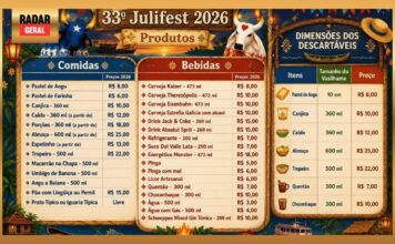 Tabela de preços do Julifest 2026 é divulgada; cerveja e pastel de angu a partir de R$ 8 Tabela de preços do Julifest 2026 é divulgada; cerveja e pastel de angu a partir de R$ 8