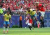 Fim do sonho: Brasil cai para a Noruega e dá adeus à Copa do Mundo Haaland sobe livre na área e marca o primeiro gol da Noruega sobre o Brasil. Foto: Al Bello/Getty Images