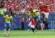 Fim do sonho: Brasil cai para a Noruega e dá adeus à Copa do Mundo Haaland sobe livre na área e marca o primeiro gol da Noruega sobre o Brasil. Foto: Al Bello/Getty Images