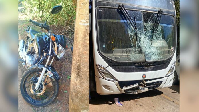 Itabirito: motociclista sofre fratura após batida com ônibus escolar no Cardoso Itabirito: motociclista sofre fratura após batida com ônibus escolar no Cardoso