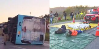 16 pessoas ficam feridas após ônibus tombar na BR-040 16 pessoas ficam feridas após ônibus tombar na BR-040