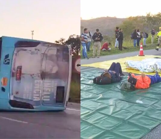 16 pessoas ficam feridas após ônibus tombar na BR-040 16 pessoas ficam feridas após ônibus tombar na BR-040