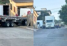 Itabirito: ao tentar realizar manobra, caminhão fica preso em esquina do Funcionários Itabirito: ao tentar realizar manobra, caminhão fica preso em esquina do Funcionários