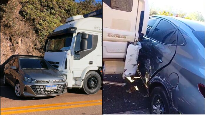 BR-356: batida entre carro e caminhão dificulta trânsito na Serra da Santa, em Itabirito BR-356: batida entre carro e caminhão dificulta trânsito na Serra da Santa, em Itabirito