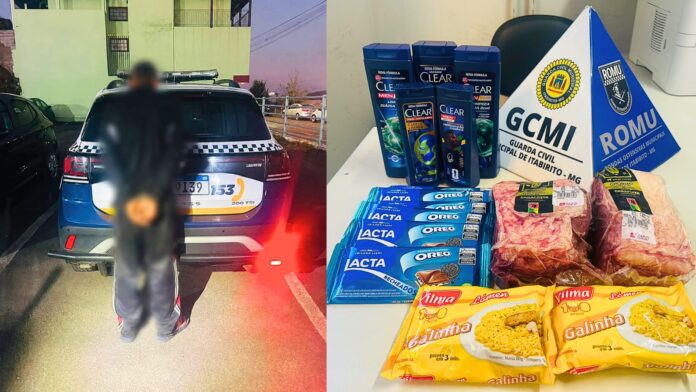 Homem é preso pela GCM após tentar furtar Supermercado Farid no Centro de Itabirito