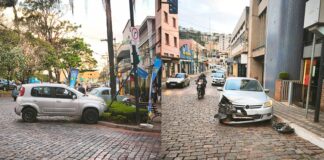 Itabirito: choque entre 2 carros no Centro, 1 dos veículos furou sinal e o outro quase atingiu bar Itabirito: choque entre 2 carros no Centro, 1 dos veículos furou sinal e o outro quase atingiu bar