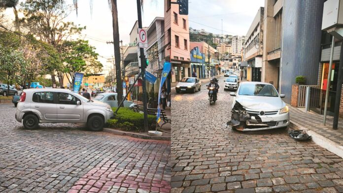 Itabirito: choque entre 2 carros no Centro, 1 dos veículos furou sinal e o outro quase atingiu bar Itabirito: choque entre 2 carros no Centro, 1 dos veículos furou sinal e o outro quase atingiu bar
