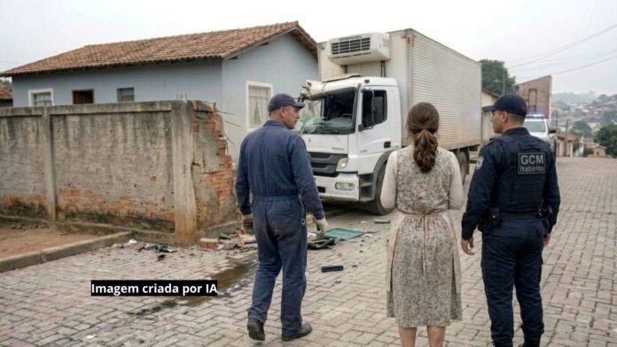 Itabirito: caminhão fica sem freio em oficina, bate em muro, e GCM ajuda envolvidos a fazer acordo Itabirito: caminhão fica sem freio em oficina, bate em muro, e GCM ajuda envolvidos a fazer acordo