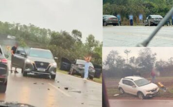 Itabirito: em BR-356 molhada por causa da chuva, acidente acontece na Serra da Santa Itabirito: em BR-356 molhada por causa da chuva, acidente acontece na Serra da Santa
