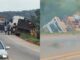 Carreta é destombada na BR-356, em Cachoeira do Campo; causa do acidente é apurada Carreta é destombada na BR-356, em Cachoeira do Campo; causa do acidente é apurada