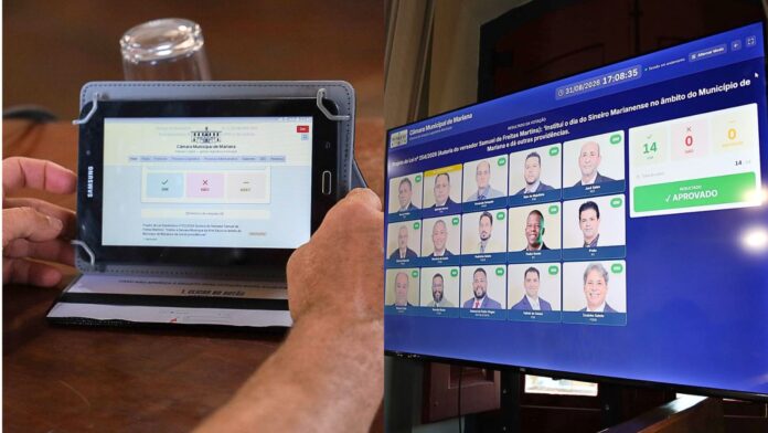 Câmara de Mariana estreia novo sistema eletrônico de votação Câmara de Mariana estreia novo sistema eletrônico de votação