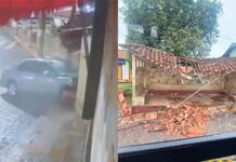 Mariana: carro destrói ponto de ônibus próximo à Praça Tancredo Neves; VEJA VIDEO Mariana: carro destrói ponto de ônibus próximo à Praça Tancredo Neves; VEJA VIDEO