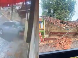 Mariana: carro destrói ponto de ônibus próximo à Praça Tancredo Neves; VEJA VIDEO Mariana: carro destrói ponto de ônibus próximo à Praça Tancredo Neves; VEJA VIDEO