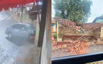 Mariana: carro destrói ponto de ônibus próximo à Praça Tancredo Neves; VEJA VIDEO Mariana: carro destrói ponto de ônibus próximo à Praça Tancredo Neves; VEJA VIDEO