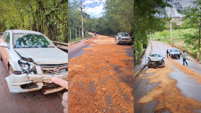 Itabirito: batida entre carros trava trânsito perto da ponte entre Padre Adelmo e Padre Eustáquio