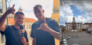 Herói da classificação do Galo, Gabriel Delfim curte dia de descanso em Ouro Preto