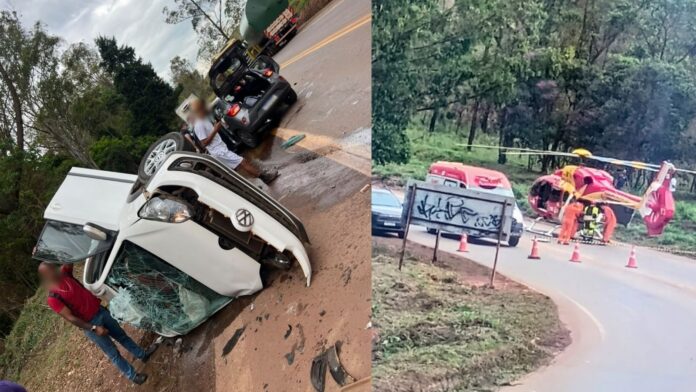 Choque entre carros mata 1 deixa e 3 feridos na BR-356, próximo ao Alphaville; helicóptero acionado Choque entre carros mata 1 deixa e 3 feridos na BR-356, próximo ao Alphaville; helicóptero acionado