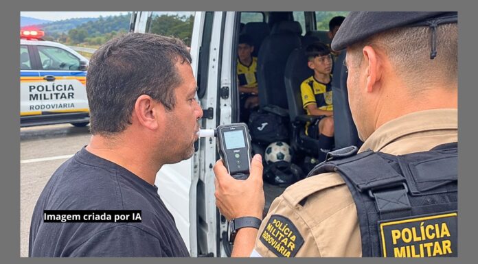BR-356, Itabirito: condutor de van com crianças de time de futebol vindo de Mariana é pego no bafômetro BR-356, Itabirito: condutor de van com crianças de time de futebol, vindo de Mariana, é pego no bafômetro