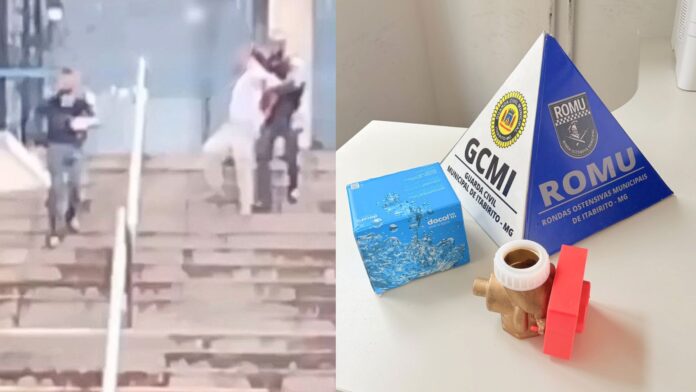 GCM, Itabirito: homem furta na Casa Farid, corre para Prefeitura e resiste à prisão; VÍDEO