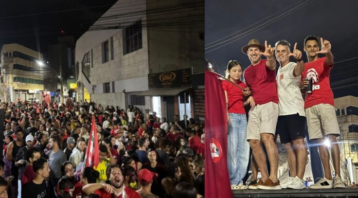 Itabirito registra maior virada a favor de Lula entre municípios brasileiros nas Eleições 2026 Comemoração da vitória de Lula em Itabirito nas eleições 2026. Foto - divulgação.
