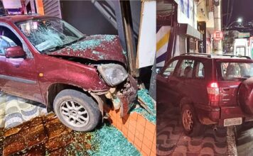 Itabirito: após embate entre motoristas, SUV invade passeio e acerta com violência porta de antigo comitê Itabirito: após embate entre motoristas, SUV invade passeio e acerta com violência porta de antigo comitê