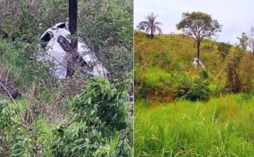 BR-356: carro despenca em ribanceira perto da Betonita, em Itabirito BR-356: carro despenca em ribanceira perto da Betonita, em Itabirito