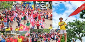 Passeata: apoiadores de Lula movimentam a Praça 1º de Maio, em Itabirito Passeata: apoiadores de Lula movimentam a Praça 1º de Maio, em Itabirito