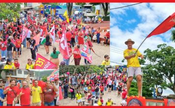 Passeata: apoiadores de Lula movimentam a Praça 1º de Maio, em Itabirito Passeata: apoiadores de Lula movimentam a Praça 1º de Maio, em Itabirito