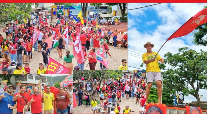 Passeata: apoiadores de Lula movimentam a Praça 1º de Maio, em Itabirito Passeata: apoiadores de Lula movimentam a Praça 1º de Maio, em Itabirito